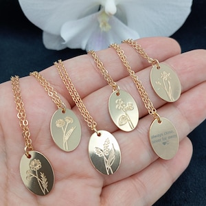 Birth Flower Necklace,Birth Month Necklace,Bridesmaid Gift,Custom Birthday Gift for Her,Christmas Gifts,Personalized gift For MOM,WATERPROOF