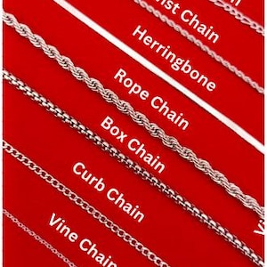 Gepersonaliseerde ketting, zilveren Figaro-ketting, touwketting, twist, curb, paperclip imperial, box chain, cadeau voor haar, cadeau voor hem, waterdichte ketting