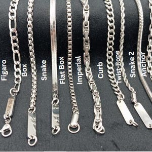 Personalisierte Kette, Silber Panzerkette Kette Choker Panzerkette Edelstahl Herren Silber Kette, Weihnachtsgeschenk, 3 mm, 5 mm, 7 mm, Geschenk für ihn,