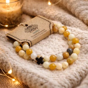 Pulseras de la Amistad, Pulseras de Amazonita y Jaspe Amarillo, Set 2 Pulseras Amazonita, Pulseras Lealtad, Regalo para ella