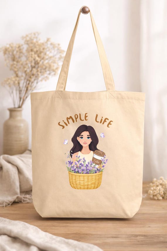 Bolsa tote ecológica de algodón orgánico, tote bag Lavanda y Café, lavanda tote bag, coffee tote bag, tote bag lavender and coffee