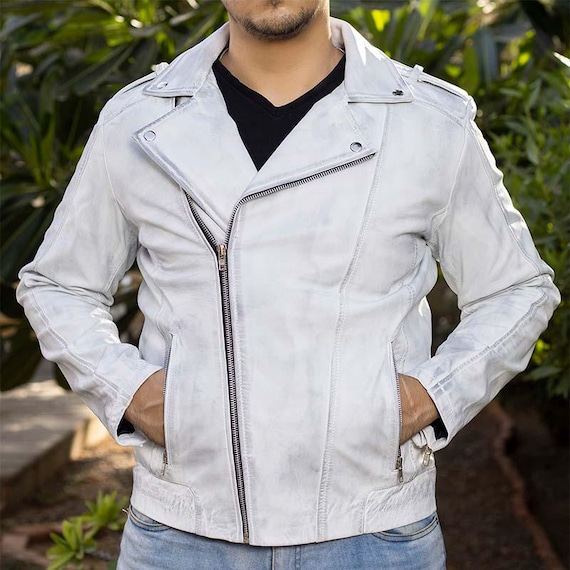 Giacca Da Motociclista Vintage Da Uomo Cafe Racer In Pelle Invecchiata, Nero, X-Small - Foto 6