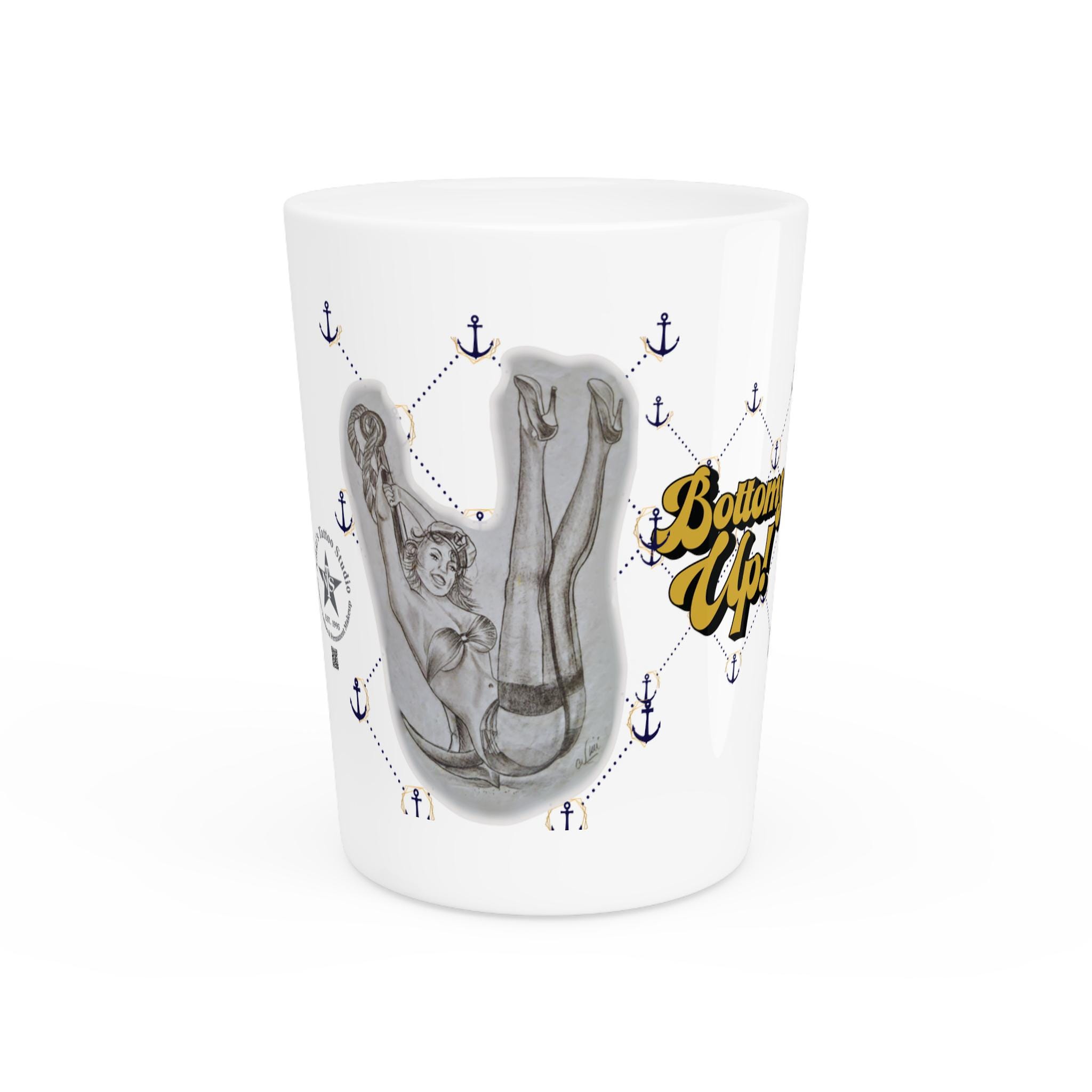 Pin Up Sailor Girl tattoo by Nikki - BOTTOMS UP Shot Glass