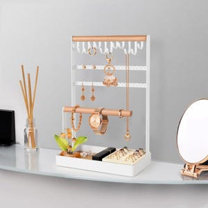 Jewelry Stand Organizer, 5-Tier Necklace Holder, 12 Hooks Bracelet Hanging Storage Rack, Jewelry Hanger, Necklace Holder, Jewelry Display