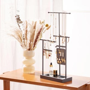 Metal Jewelry Organizer Stand | Necklace & Earring Holder | Ring Storage Gift for Girls | Free-Standing Jewelry Display