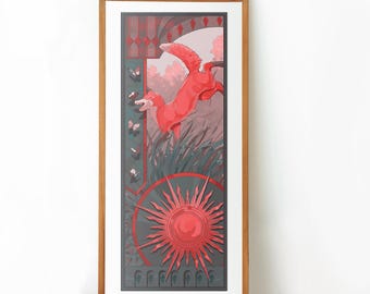 Art Nouveau Fox Print, Whimsical Art Prints, Physical Print, Gift for Her