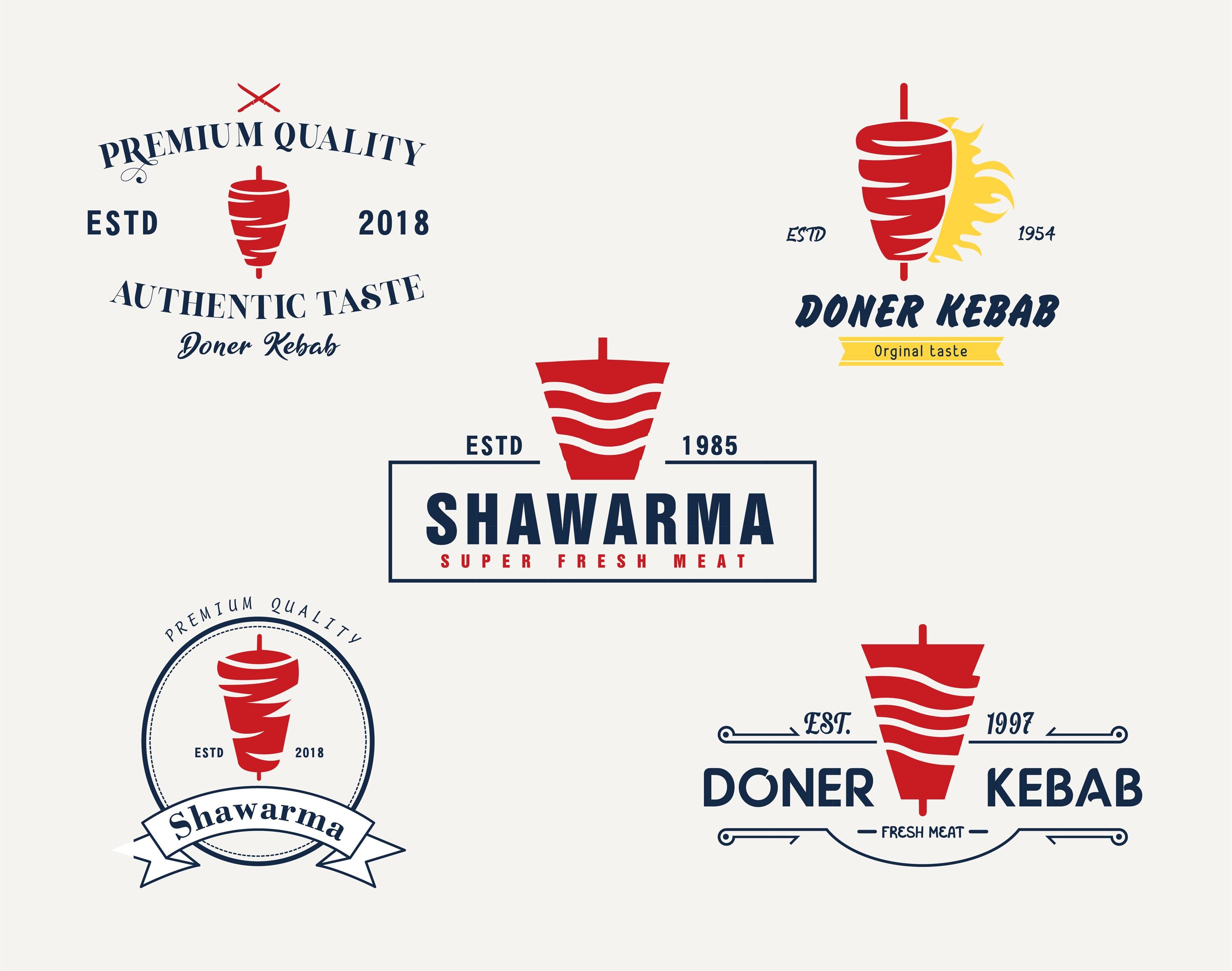Shawarma Logo for Restaurants and Markets. Doner Kebab Logo Template ...