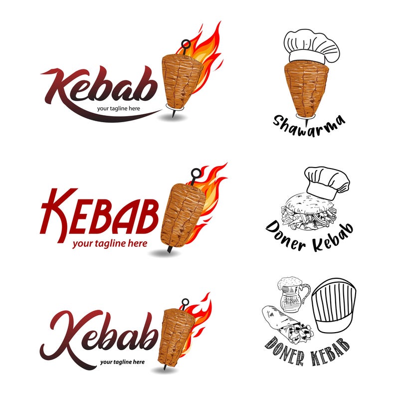 Shawarma Logo for Restaurants and Markets. Doner Kebab Logo Template ...