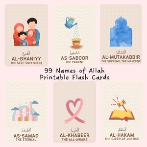 99 Namen von Allah Bildkarten | Islamische druckbare Karten | Ramadan Geschenk | Eid Geschenk | Islamisches Geschenk