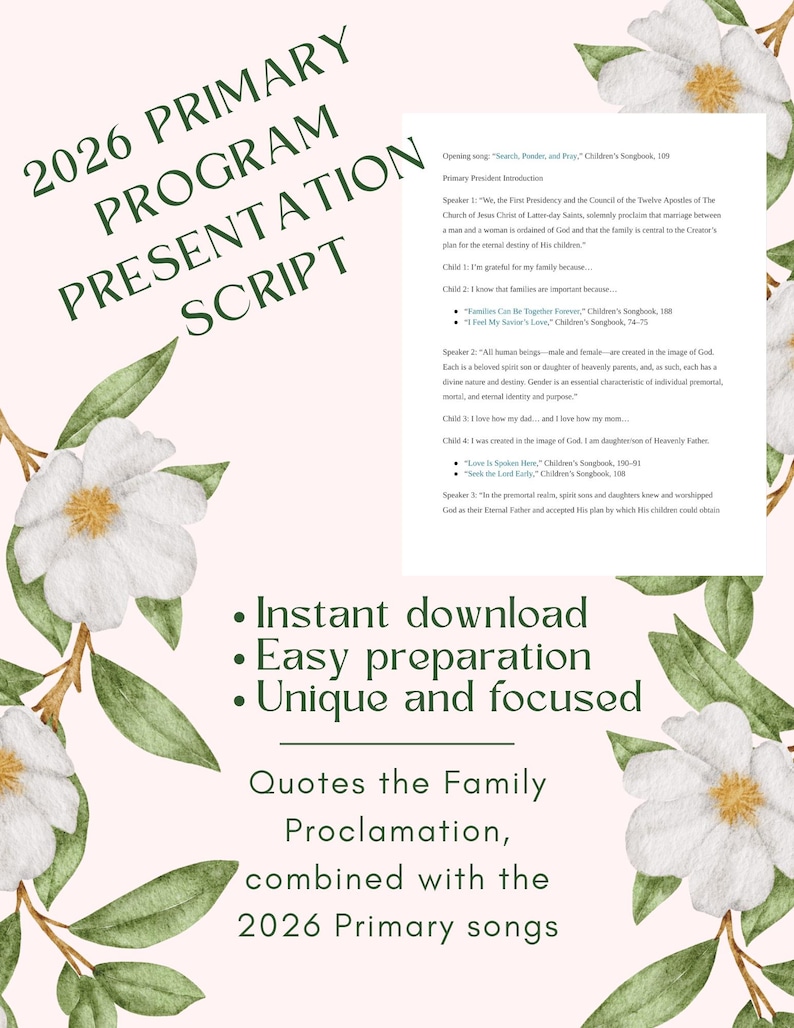 2026 bearbeitbares Primärsakrament-Präsentationsprogramm mit der Familienverkündigung: Gliederung, Schrift, Lieder, Altes Testament, Komm Folge mir Bild 2