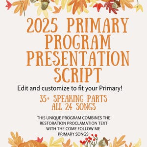 Esquema del programa de presentación de la Primaria de los Sacramentos de D&C editable para 2025, canciones, Proclamación de la Restauración, Doctrina y Convenios: Ven, sígueme