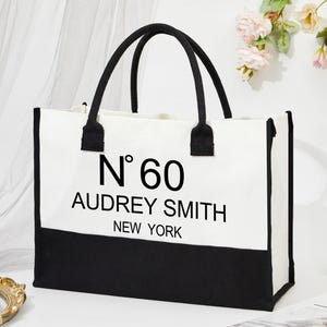 Benutzerdefinierte Geburtstag 1964 Baumwollsegeltuch-Einkaufstasche 60. Geburtstags-Geschenk für Frauen Personalisierte 60. Geburtstags-Feier-Party-Geschenke