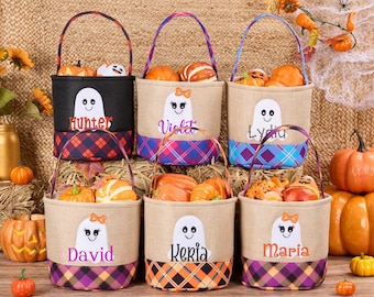 Kids Halloween Basket, Monogram Halloween Bucket, Trick or Treat Bag, Personalized Halloween Bucket, Candy Bag, Halloween Gift For Boy Girl
