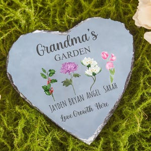 Birth Flower Grandma&#39;s Garden Stone, Personalized Mother&#39;s Day Gifts,Gifts for Grandma from Grandkids, Birth Flower Gifts,Birthday Gifts