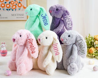 Personalized Easter Bunny Plush Toy, Custom Embroidered Name, Baby Gift