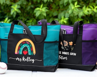 Personalized Teacher Name Tote Bag, Teacher Appreciation Gift, Elementary Teacher Tote Bag, Teachers Birthday Gift, Gifts For Teacher