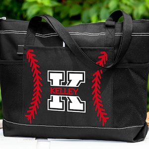 Personalisierte Baseball Mom Tragetasche, Baseball Essential Bag, Baseball Tote mit Reißverschluss, benutzerdefinierte Baseball Mommy Tote, Muttertagsgeschenke