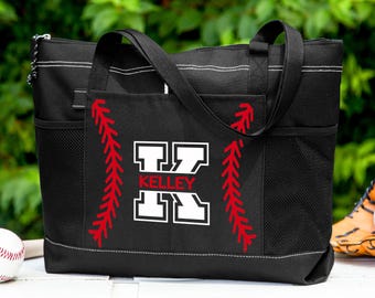 Borsa tote personalizzata per mamma da baseball, borsa essenziale da baseball, borsa tote da baseball con cerniera, borsa tote personalizzata per mamma da baseball, regali per la festa della mamma