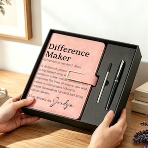 Diario personalizado para marcar la diferencia, regalo personalizado con la definición de "marcar la diferencia", regalo de Navidad para compañeros de trabajo, cuaderno de regalo para mentores, regalo para líderes.