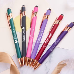 Custom Luxurious Soft Touch Ballpoint Pen with Stylus, Personalized Laser Engraved Pen, Back to School Gifts, Teacher Gifts, Office Supply