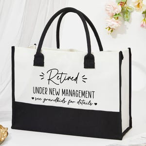 Sac fourre-tout à la retraite sous une nouvelle direction, sac fourre-tout drôle de grand-mère, cadeau pour les grands-parents, sac de grand-mère heureuse retraite, idées cadeaux pour retraités