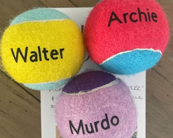 Personalized Dog Tennis Ball: Pet Name Print, Puppy Training Gift