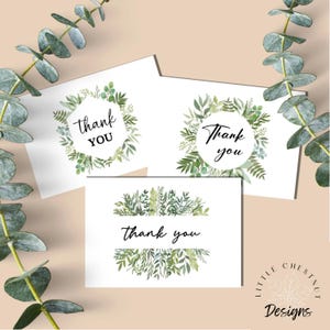 Tarjetas de agradecimiento Colección botánica de agradecimiento Paquete multipack Hojas Acuarela Floral Tarjeta Regalo Pintura