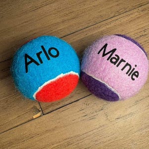 Balle de tennis personnalisée pour chien : nom d&#39;animal imprimé, cadeau de dressage de chiot personnalisé
