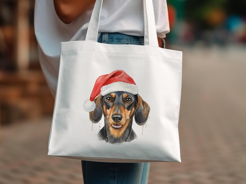 Dachshund Clipart, Cute Dog Clipart, Christmas Dachshund, Santa Hat ...