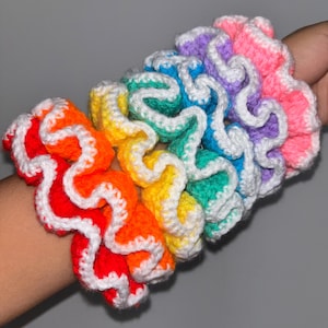 Customizable Handmade Crochet Scrunchies, Colorful Crochet Hair Scrunchies