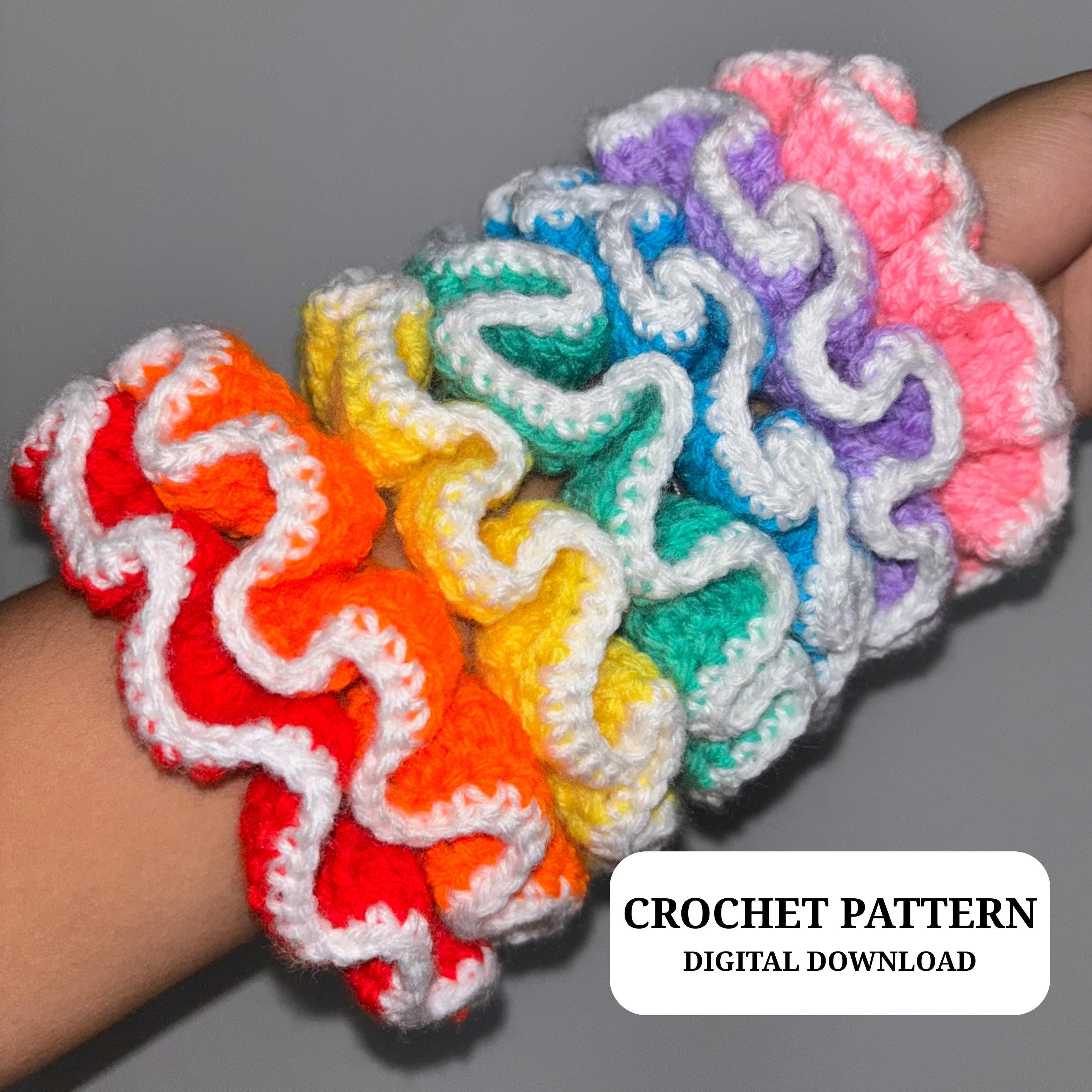 20 Crochet Scrunchies with Cherries, Ruffles, Shells, and Stars 2 Crochet Ruffle Scrunchie Pattern