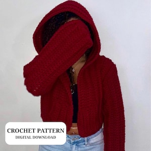 Chunky Hooded Sweater with Pockets Crochet Pattern: Beginner-Friendly Tutorial, Made-to-Measure (Digital Download)
