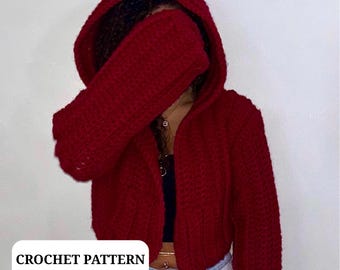 Chunky Hooded Sweater with Pockets Crochet Pattern: Beginner-Friendly Tutorial, Made-to-Measure (Digital Download)