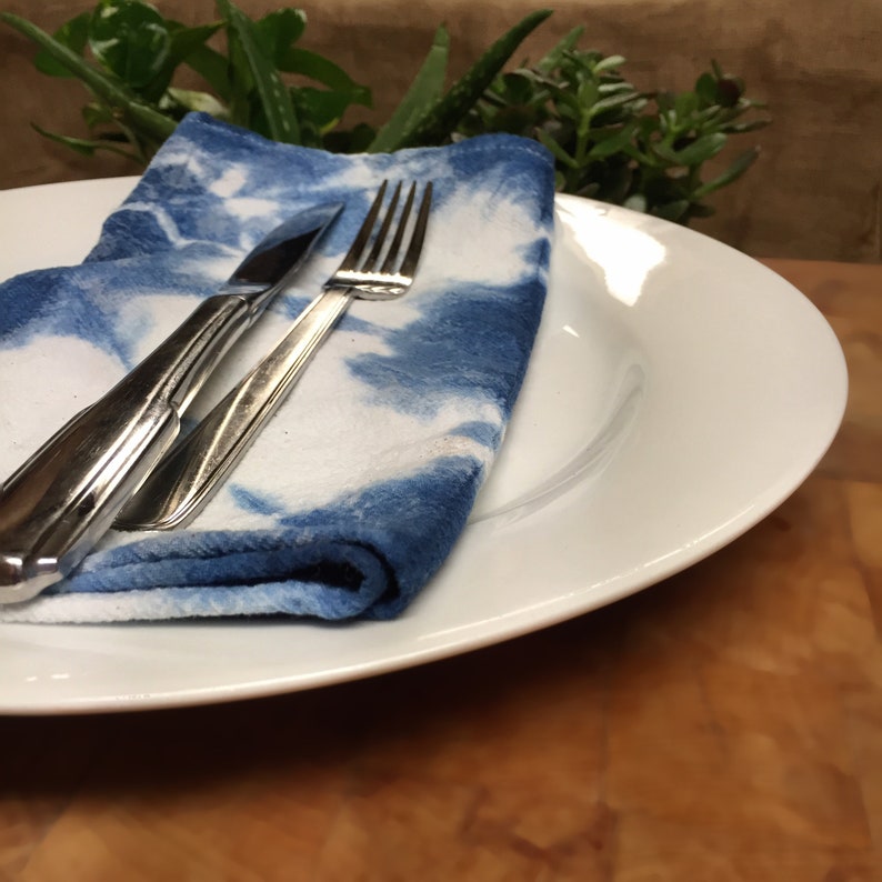 Plant Dyed Indigo Shibori Cotton Napkins set of 4 image 4