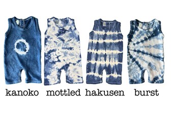 Indigo Tie Dye Baby Summer Shibori Romper