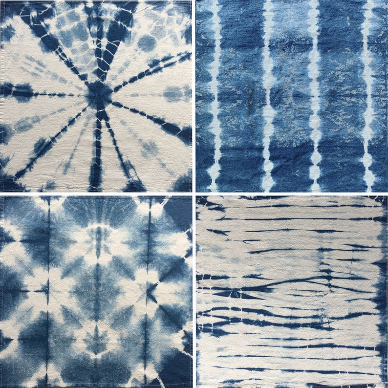 Plant Dyed Indigo Shibori Cotton Napkins set of 4 image 7