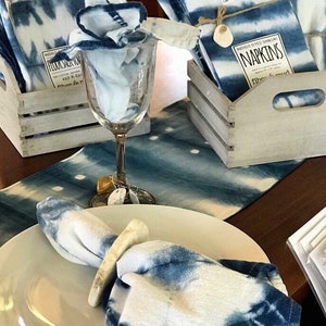 Set of 4 Hand Dyed Indigo Shibori Cotton Napkins image 5