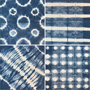 Set of 4 Hand Dyed Indigo Shibori Cotton Napkins image 2