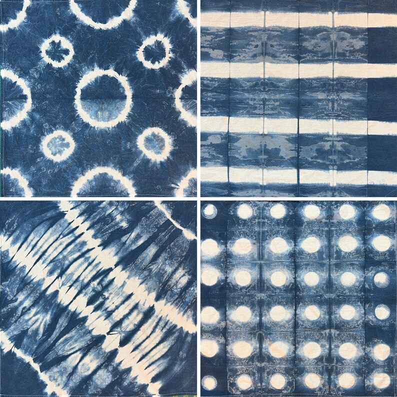 Set of 4 Hand Dyed Indigo Shibori Cotton Napkins image 2