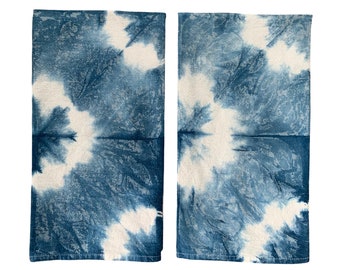 Organic Cotton Tea Towels Indigo Dark Stars set of 2