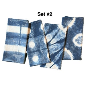 Set of 4 Hand Dyed Indigo Shibori Cotton Napkins image 1