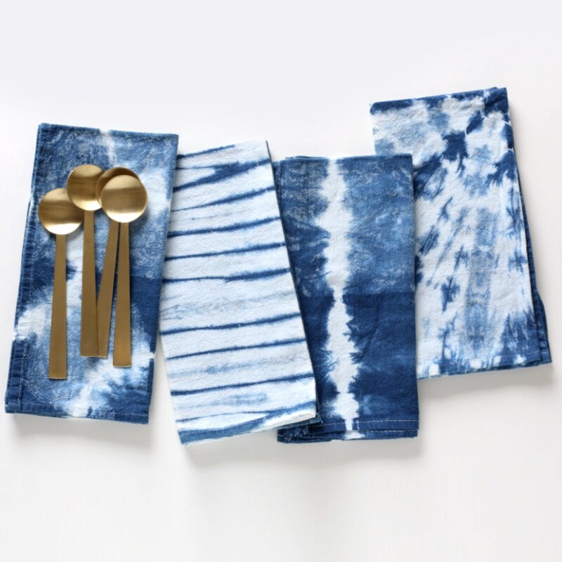 Natural Dye Linen Napkin - Organic Indigo