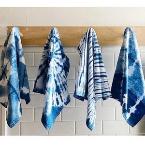 Set of 4 Hand Dyed Indigo Shibori Cotton Napkins image 3