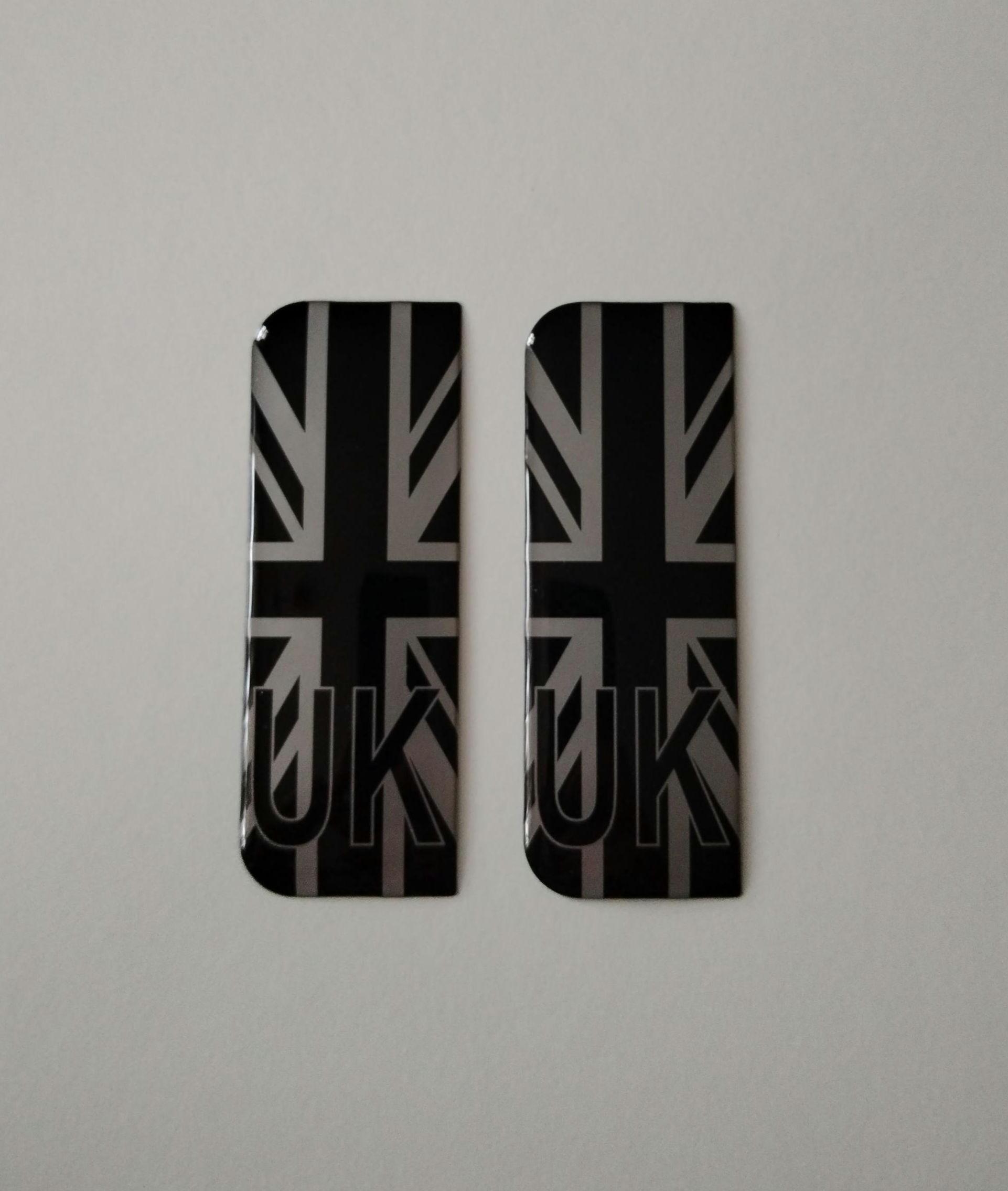 2x UK Union Jack 3D Gel Resin Number Plate Stickers – Domed Decals Badges