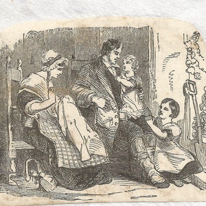 Small Victorian Illustration Mounted on Rice Paper. image 1