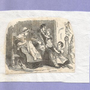 Small Victorian Illustration Mounted on Rice Paper. image 2
