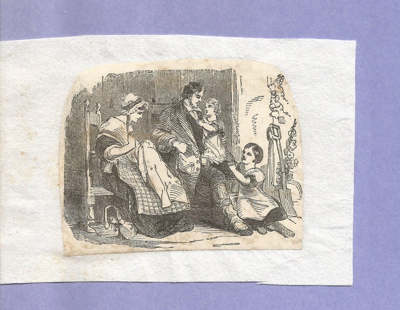 Small Victorian Illustration Mounted on Rice Paper. image 2