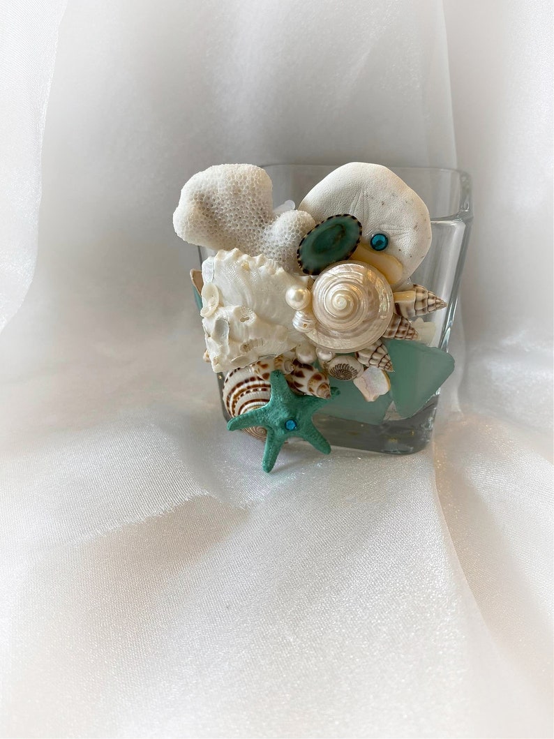 The Starfish Collection seashell glass holder Green Starfish