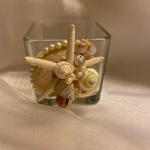 The Starfish Collection seashell glass holder Abalone/pearls