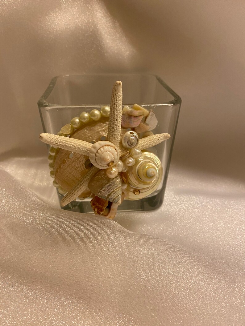 The Starfish Collection seashell glass holder Abalone/pearls